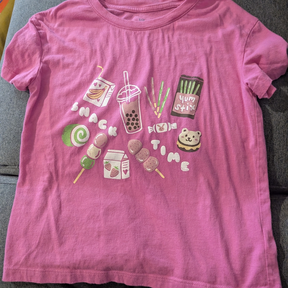 GAP Pink Snack Time Graphic Tee with Colorful Treats
